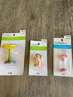 Set of 3 Tiny Treasures Woodland Fairytale and Pool-riffic Figurines